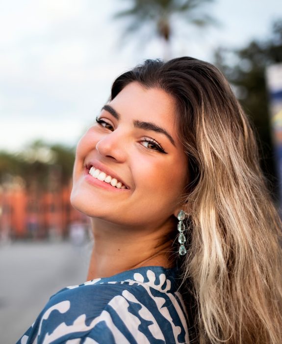 a woman smiling for the camera